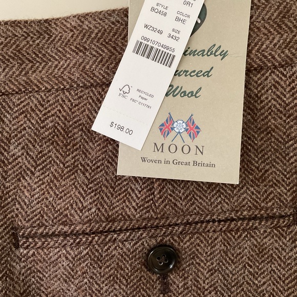 Men’s j crew tan herringbone trousers size 34W 32 - Picture 2 of 2